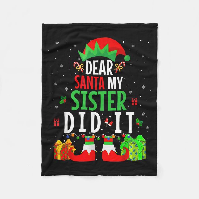 Couverture Polaire Dear Santa My Sister Did It Girls Kids Boys Funny  (Devant)
