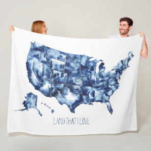 Couverture Polaire Débarquez que j'aime - les Etats-Unis tracent