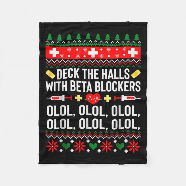 Couverture Polaire Deck The Halls With Beta Blockers Nurse Christmas  (Devant)
