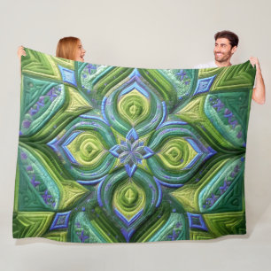 Couverture Polaire Décor bleu bleu vert doré