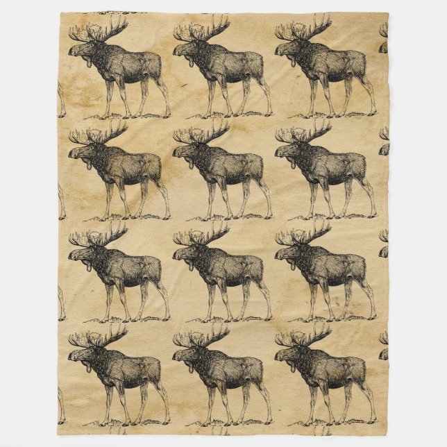 Couverture Polaire Décor Cabine Rustique Moose Wildlife Fleece (Devant)