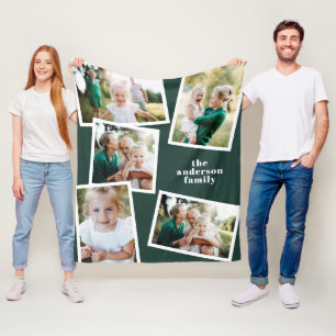 Couverture Polaire Décor familial moderne vert multi photo