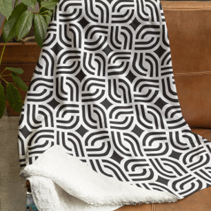 Couverture Polaire Décor gris et blanc motif design antique