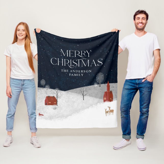 Couverture Polaire Décor traditionnel rustique d'hiver cadeau de Noël (En situation)
