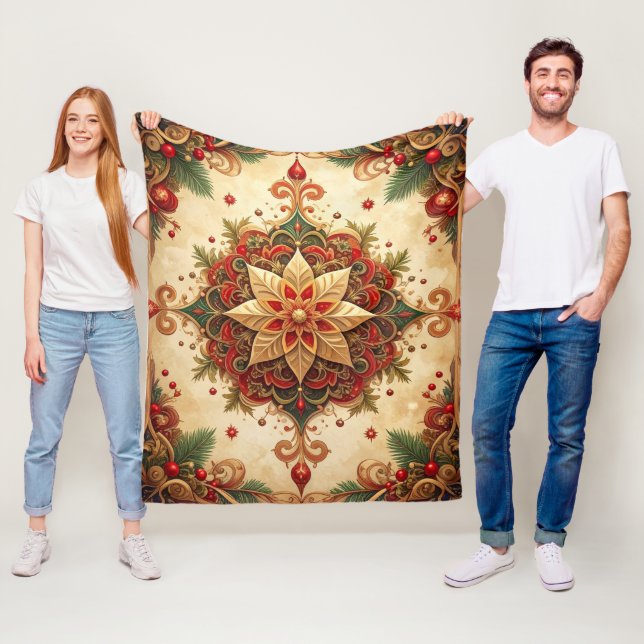 Couverture Polaire Decorative Red Green Fleece Blanket (En situation)