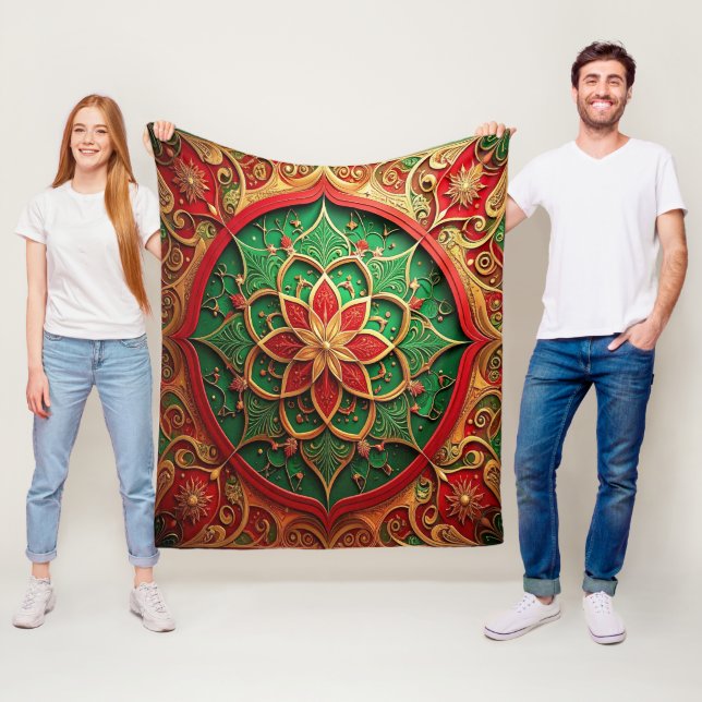 Couverture Polaire Decorative Red Green Fleece Blanket (En situation)