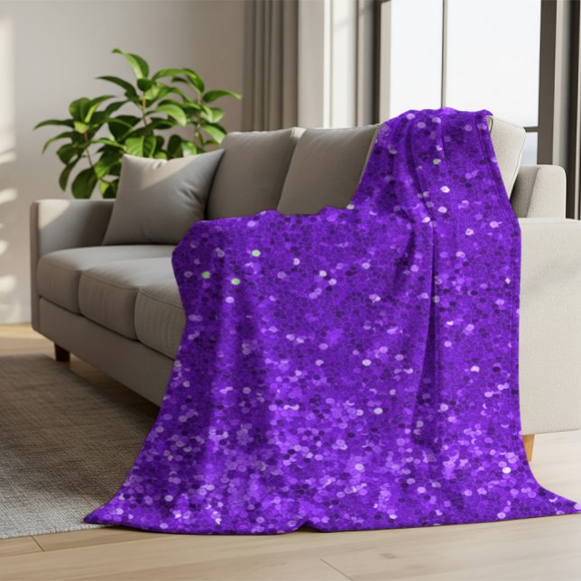 Couverture Polaire Deep Purple Glam Faux Glitter Pattern (Créateur téléchargé)