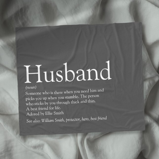 Couverture Polaire Définition de mari moderne gris amusant (Modern Gray Fun Husband Definition Fleece Blanket)