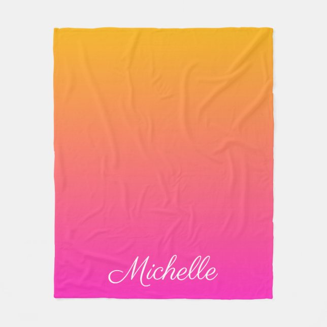 Couverture Polaire dégradé jaune et rose ombre (Devant)