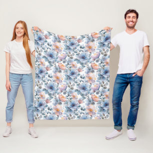 Couverture Polaire Délicat motif floral aquarelle en couleur pastel