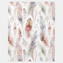 Delicate boho water color feathers pattern
