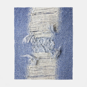 Couverture Polaire Dénim bleu déchiré : texture de jeans.