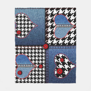 Couverture Polaire Denim Patchwork : Motif en tissu transparent