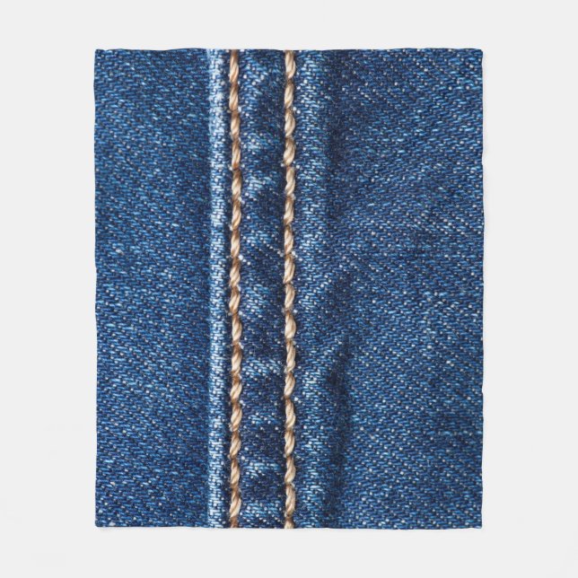 Couverture Polaire Dénim piqué : texture du jean closeup. (Devant)