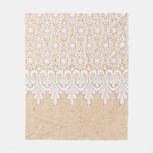Couverture Polaire Dentelle ornementale blanche sur la conception du