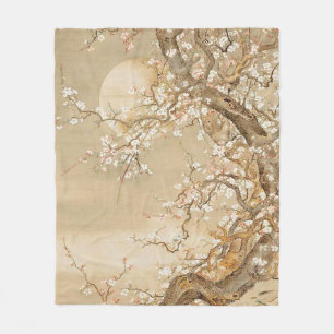 Couverture Polaire Des fleurs de prunes japonaises sur la lune de So 