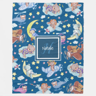 Couverture Polaire Des Nounours endormis rêvent d'avions volants