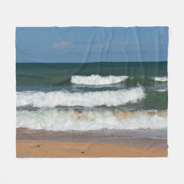 Couverture Polaire Des Vagues S'Écrasent Sur Le Rivage (Devant (Horizontal))