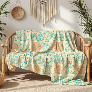 Couverture Polaire Desert Dream Sable Vintage & Floroms Turquoise