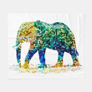 Couverture Polaire Design 36 Mosaic Éléphant