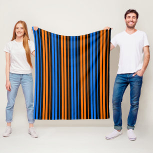 Couverture Polaire Design à rayures verticales bleu orange bleu  