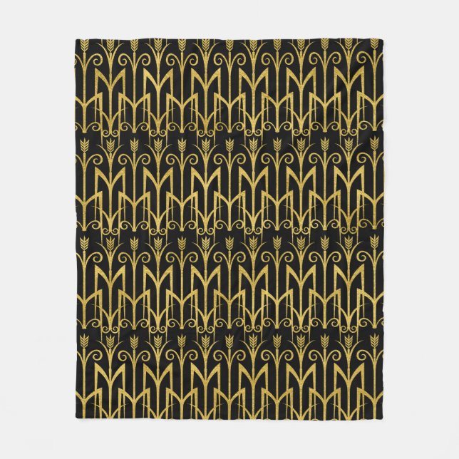 Couverture Polaire Design Art Déco Black-Gold Extraordinaire (Devant)