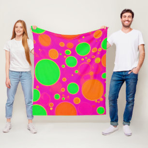 Couverture Polaire Design circulaire néon rose et vert rétro