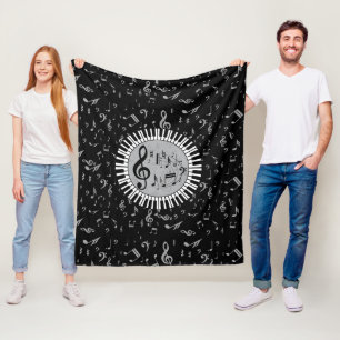 Couverture Polaire Design contemporain noir blanc et gris circulaire