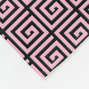 Couverture Polaire Design de clé grecque - rose et noir