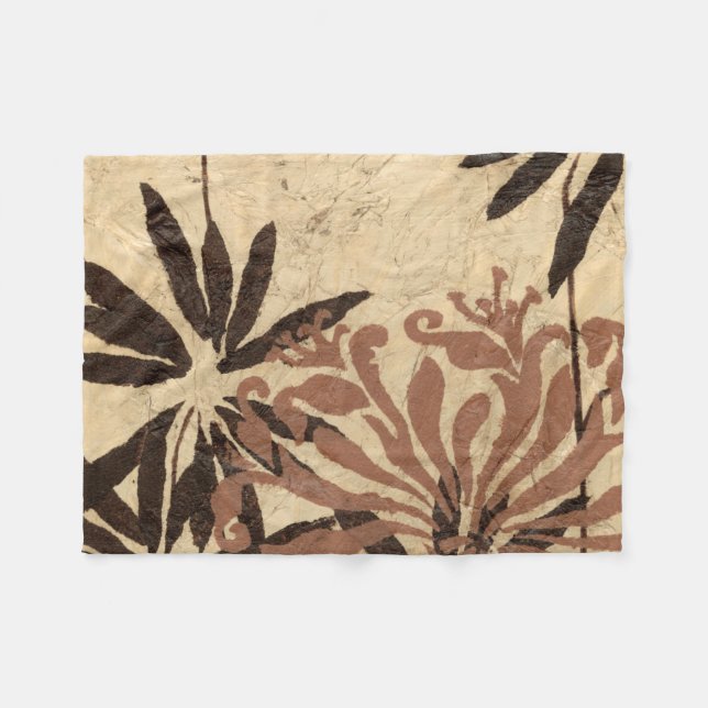 Couverture Polaire Design de crayon floral avec Feuilles tawny (Devant (Horizontal))