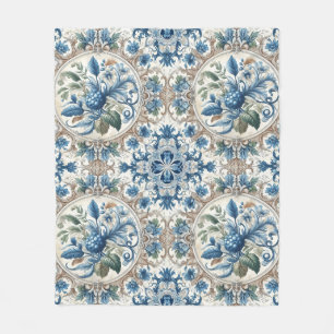 Couverture Polaire Design de feuillage bleu et blanc