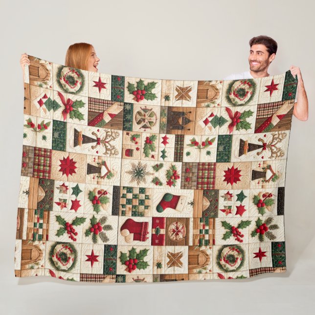 Couverture Polaire Design de Noël doré (En situation)