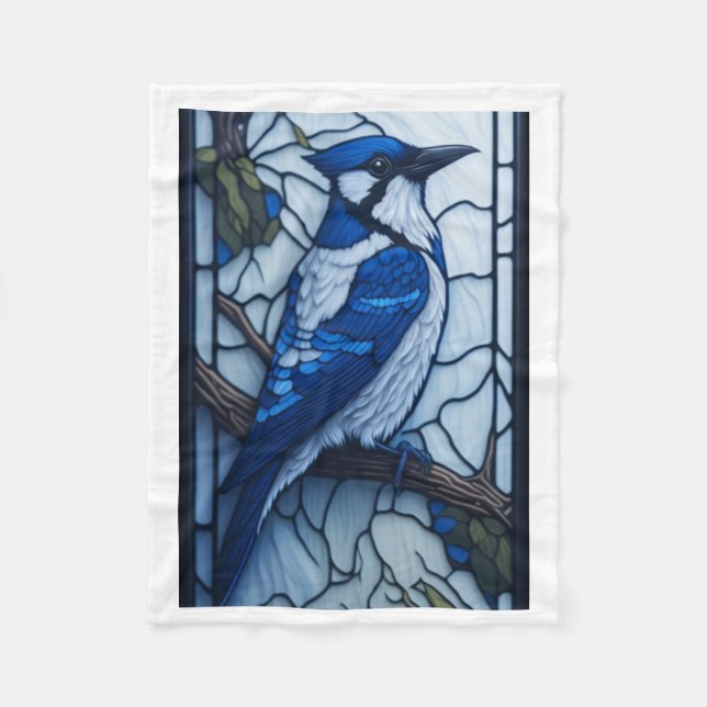 Couverture Polaire Design d'oiseau bleu verre (Devant)