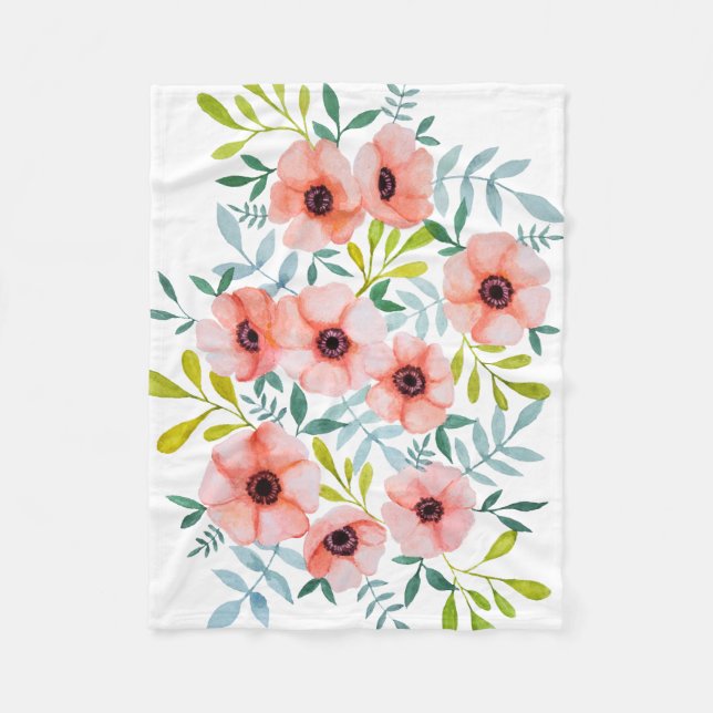 Couverture Polaire Design floral d'aquarelle moderne (Devant)
