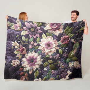 Couverture Polaire Design Floral pourpre courbé