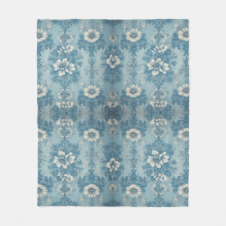 Couverture Polaire Design floral ton bleu