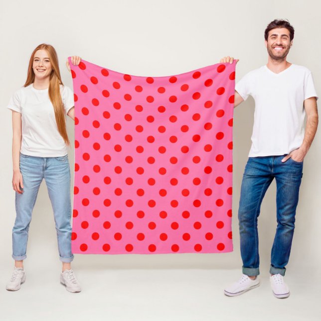Couverture Polaire Design Pois rouge sur rose (Créateur téléchargé)