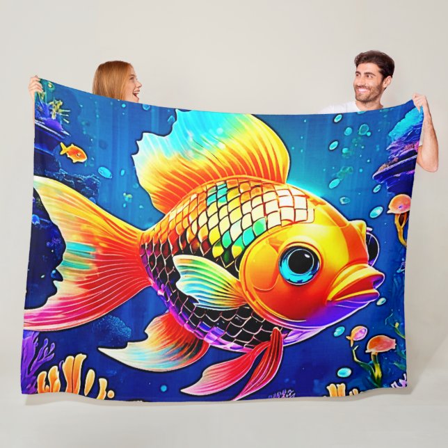 Couverture Polaire Design Rainbow Ocean Reef (En situation)