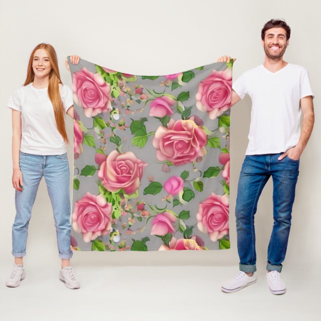 Couverture Polaire Design Rose de jardin de campagne français élégant (En situation)
