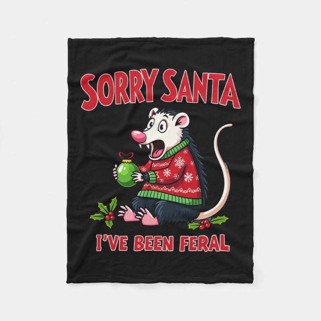 Couverture Polaire Désolé Père Noël J'ai été Feral Funny Opossum Chri (Devant)