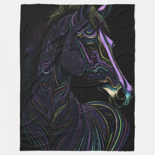 Couverture Polaire Dessin coloré Abstrait d'un cheval