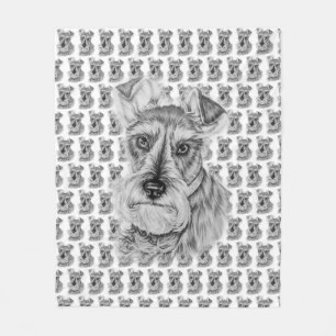 Couverture Polaire Dessin d'art de chien de Schnauzer