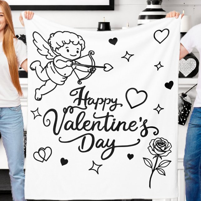 Couverture Polaire Dessin de chérubin et doodle romantique pour la Sa (Créateur téléchargé)