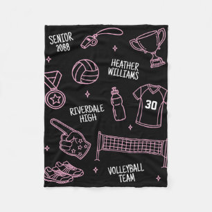 Couverture Polaire Dessin de doodle de volley-ball mignon en couleur