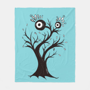 Couverture Polaire Dessin d'encre bizarre du monstre d'arbre