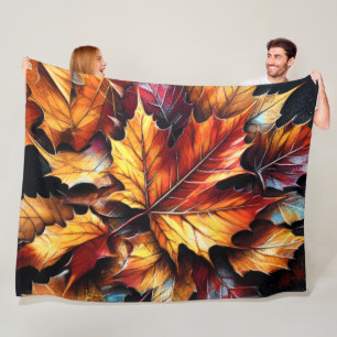 Couverture Polaire Dessin dur Pastel Automne Automne Maple Feuilles
