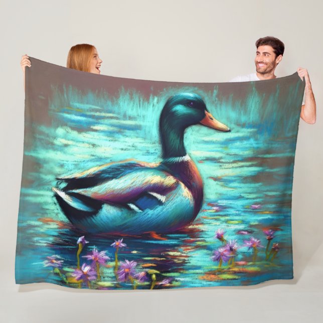 Couverture Polaire Dessin dur Pastel Canard (En situation)