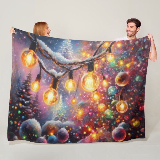 Couverture Polaire Dessin dur Pastel Motifs de Noël (En situation)