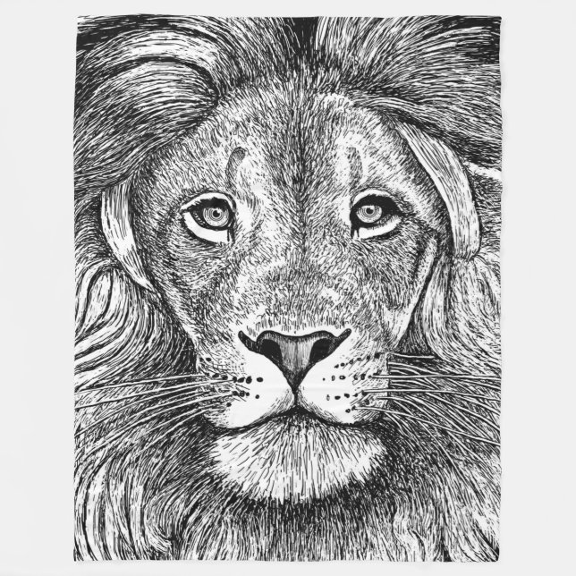 Couverture Polaire Dessin Lion (Devant)