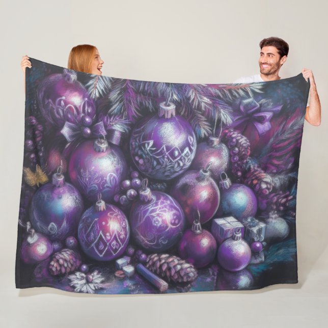 Couverture Polaire Dessin Pastel Dessin Noël Motif Vacances Purple (En situation)